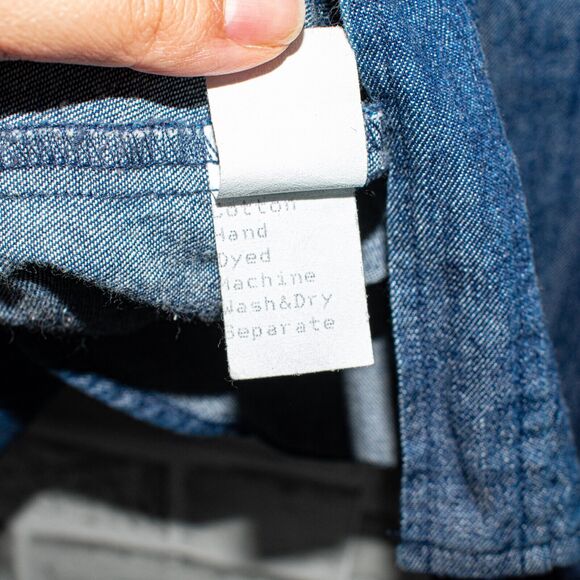 CP Shades Men's Slim Denim Button up Shirt Hand dyed indigo Cotton Size Small - Picture 4 of 4